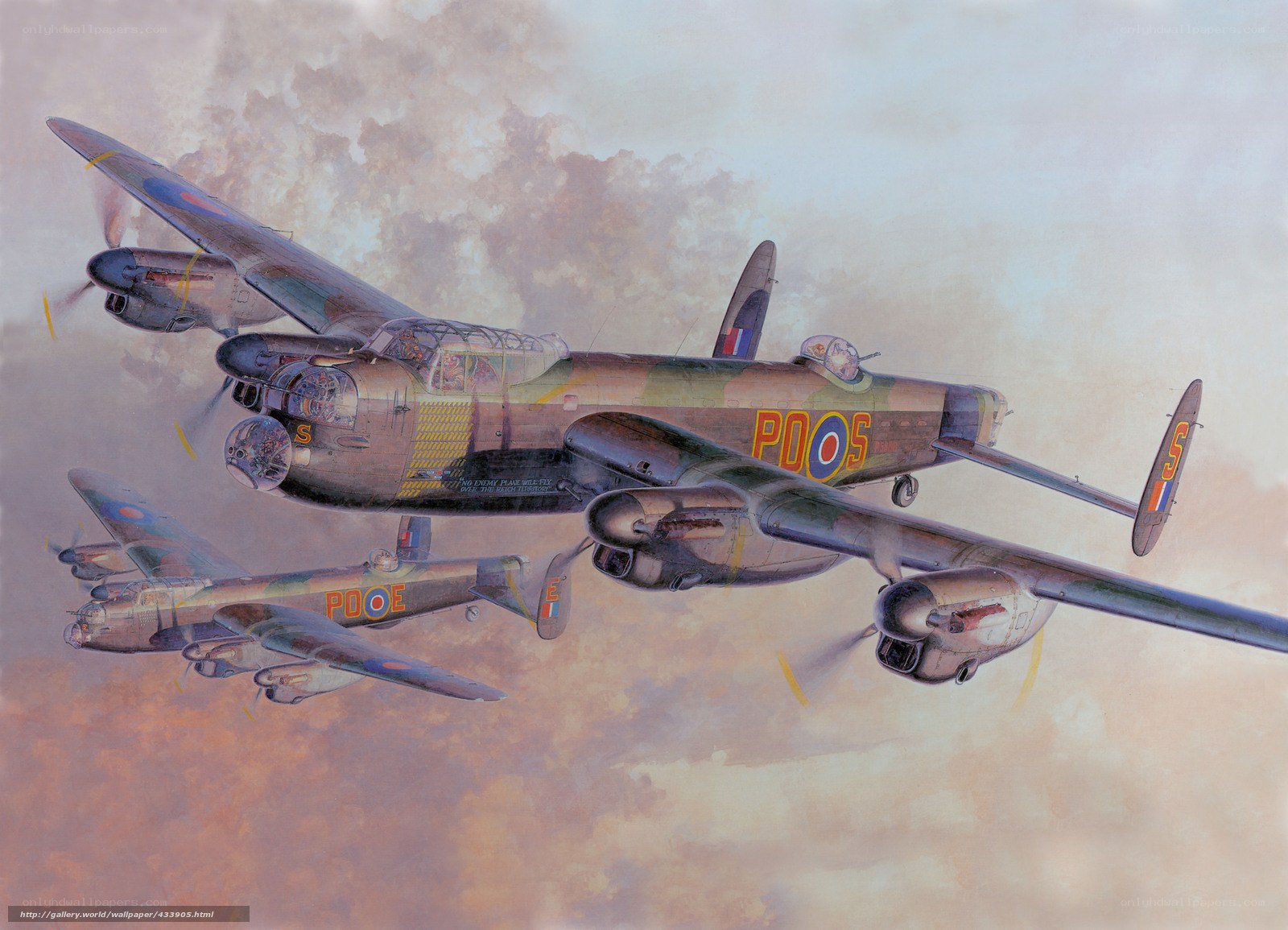 Lancaster bombers in flight