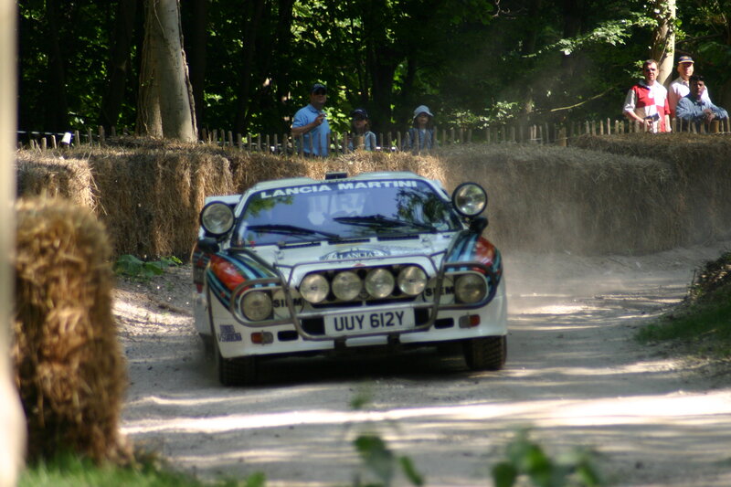 Lancia rally car on dirt track