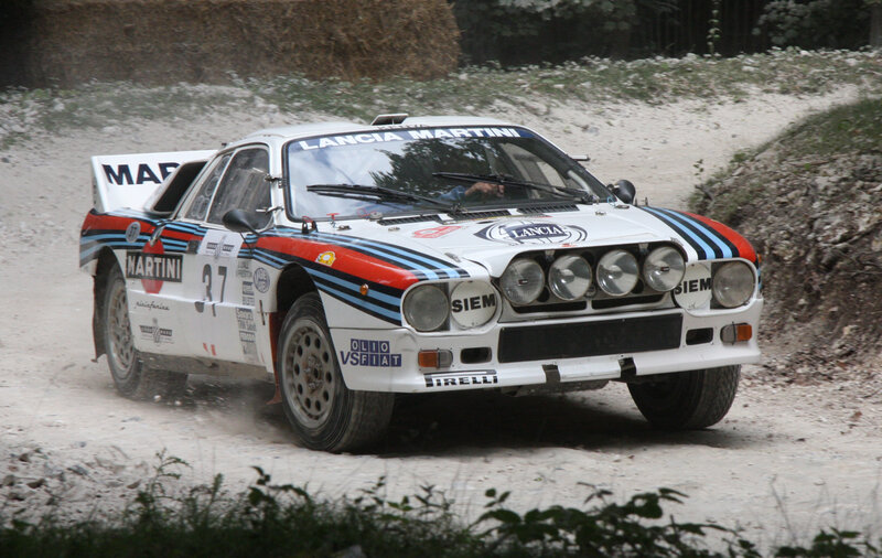Lancia rally car on dirt track
