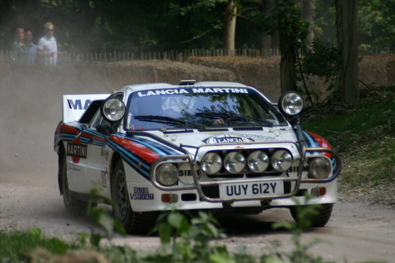 Lancia rally car on dirt track