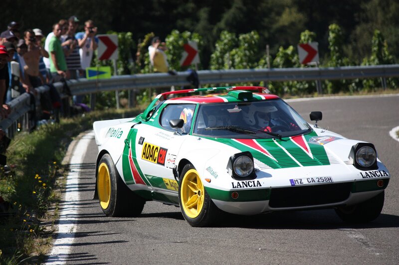 Lancia rally car on track