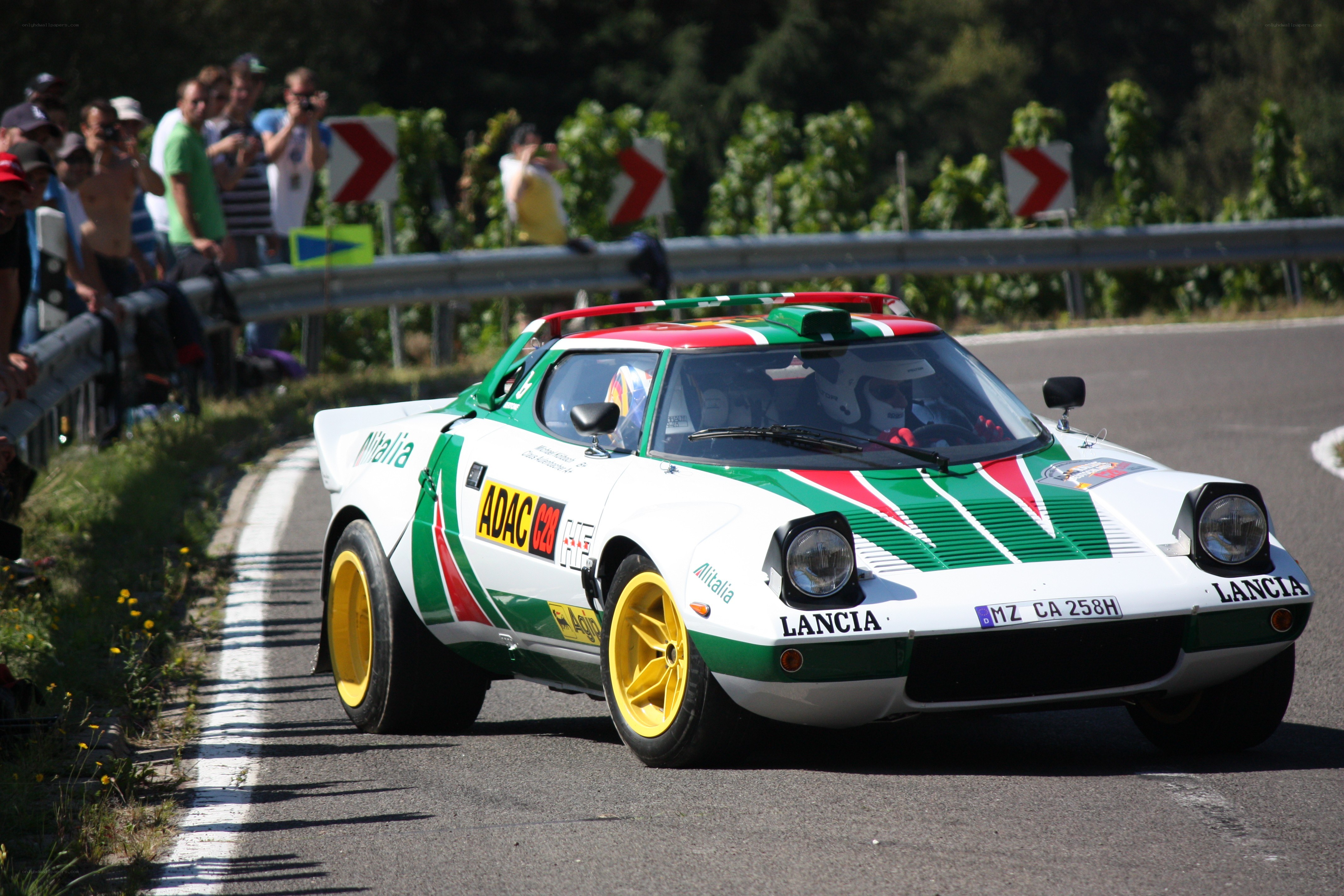 Lancia rally car on track