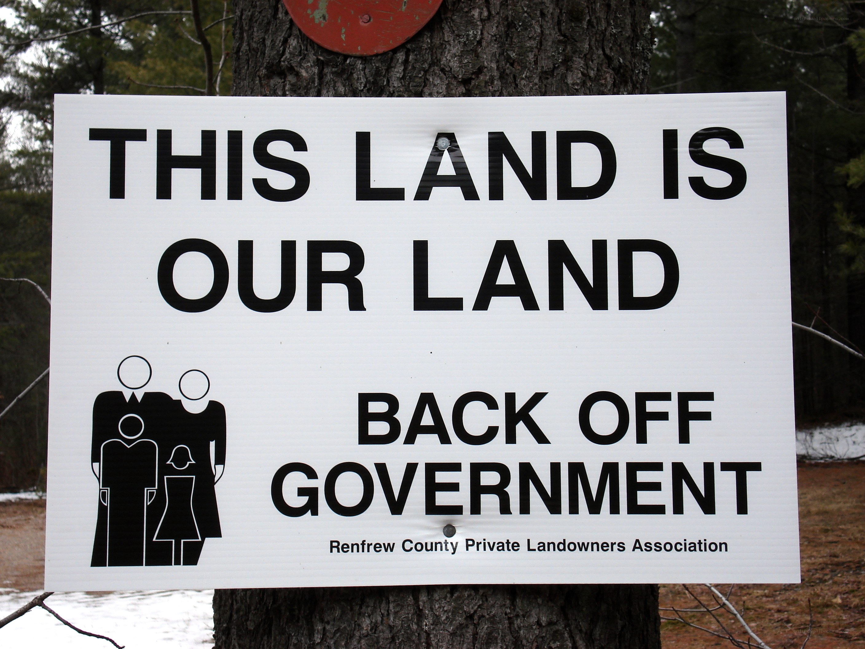 Land rights protest sign