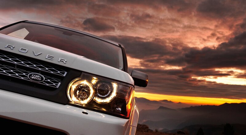 Land Rover at sunset