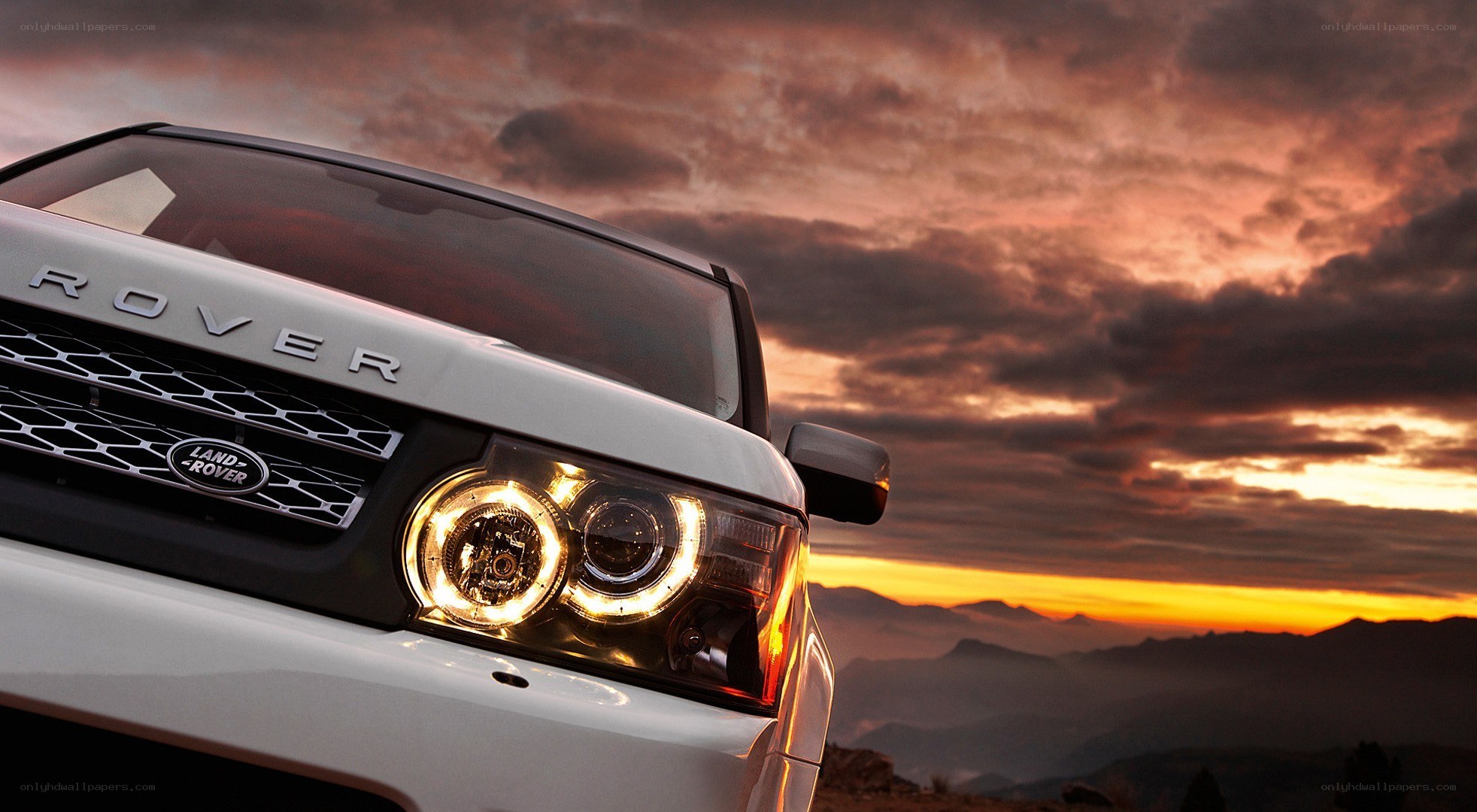 Land Rover at sunset