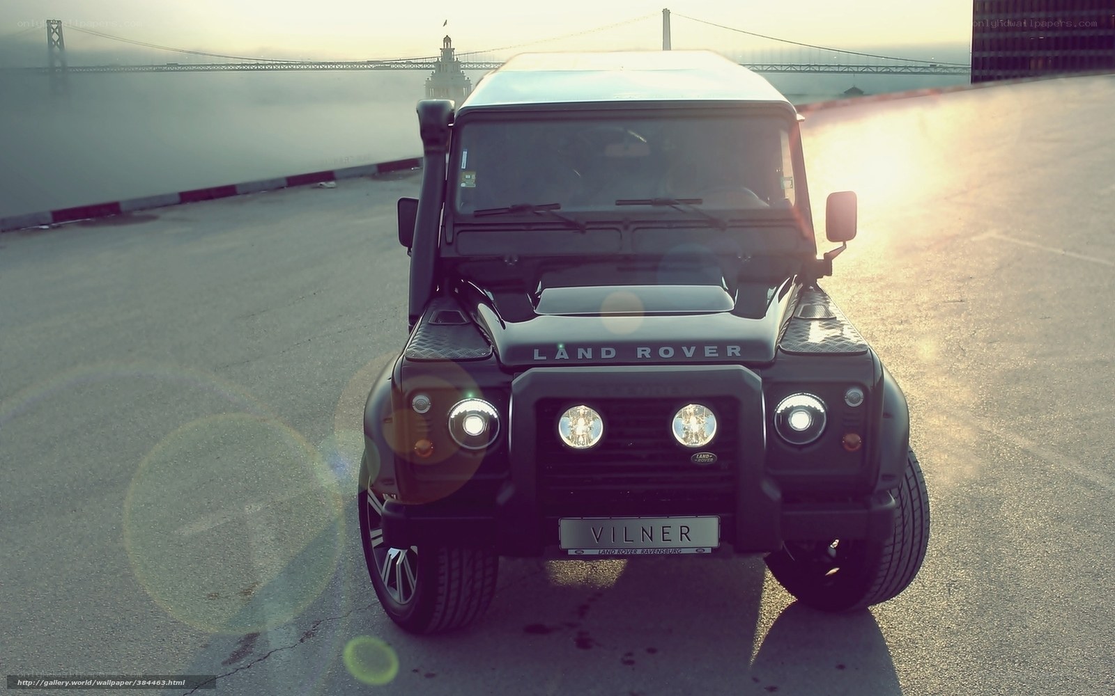 Land Rover Defender at sunrise