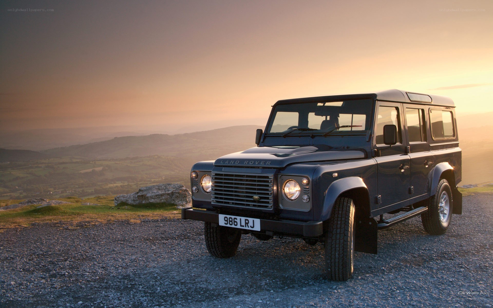 Land Rover Defender at sunset
