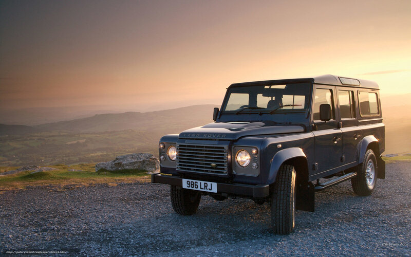 Land Rover Defender at sunset