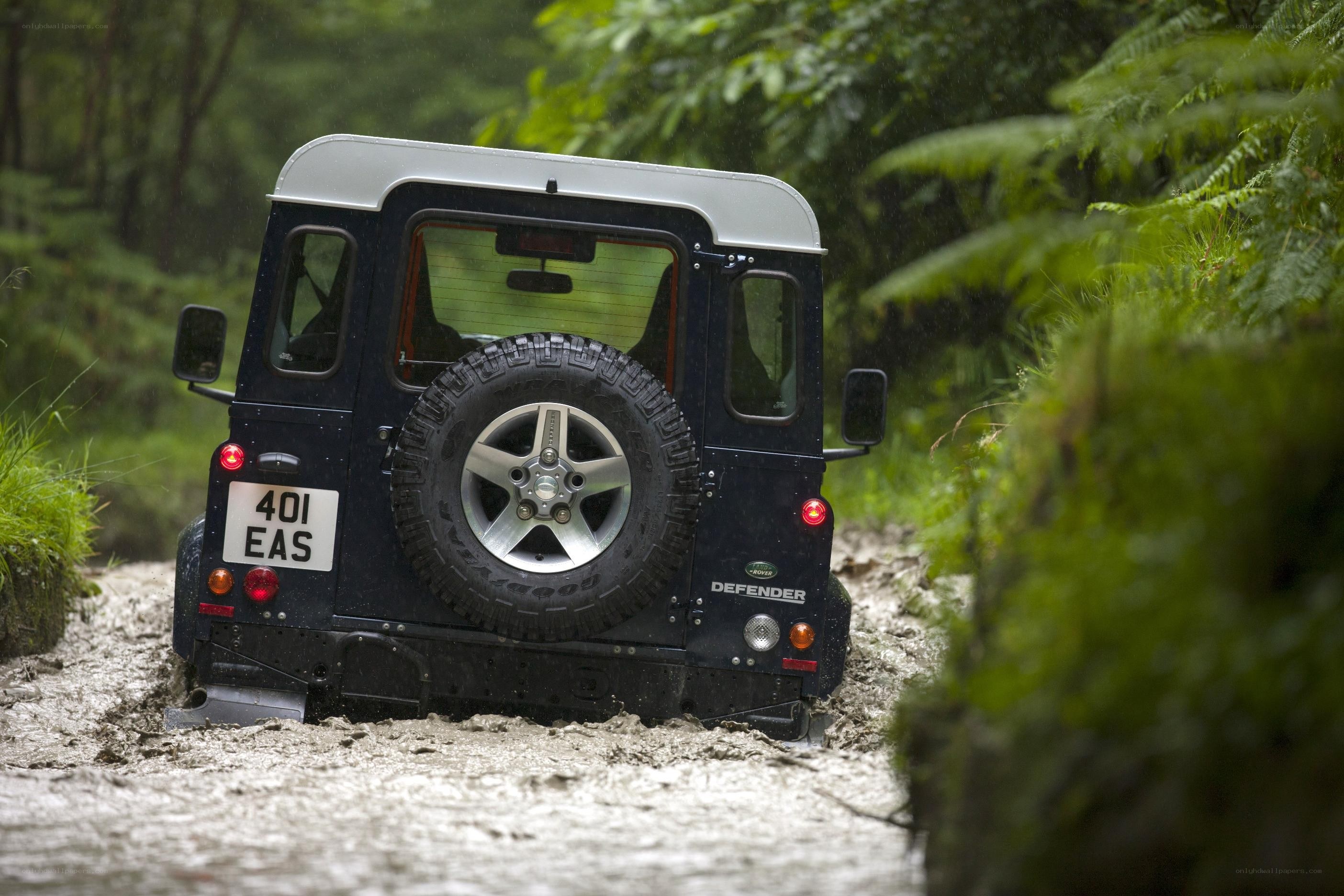 Land Rover Defender in mud
