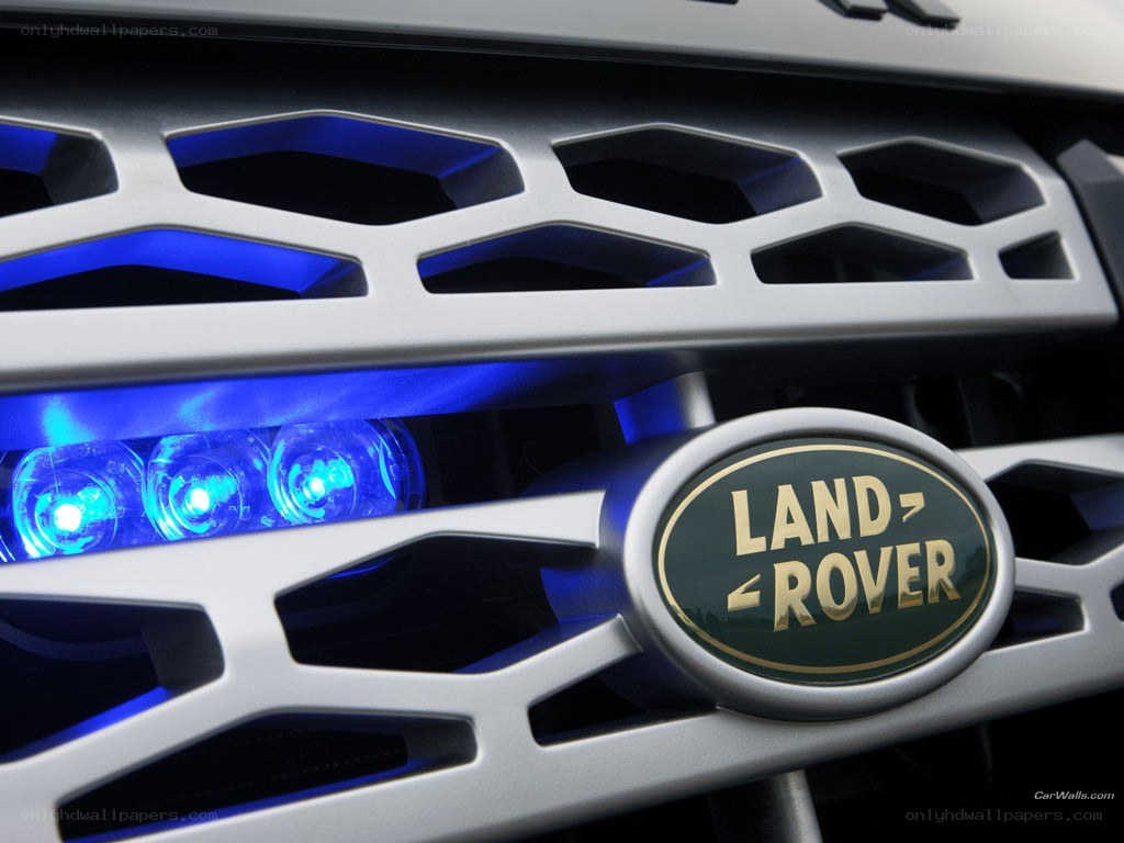 Land Rover grille with blue lights