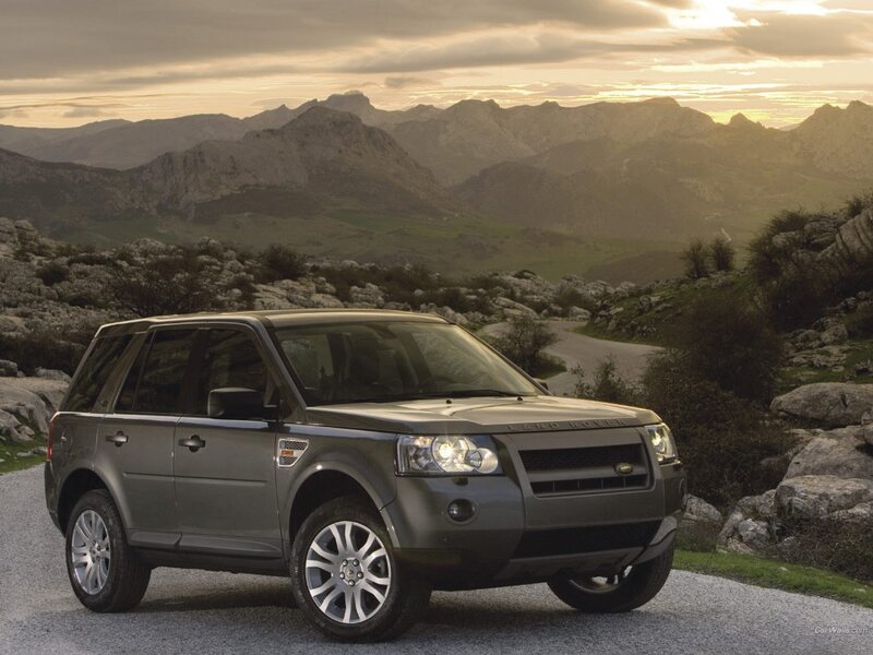 Land Rover in mountain landscape
