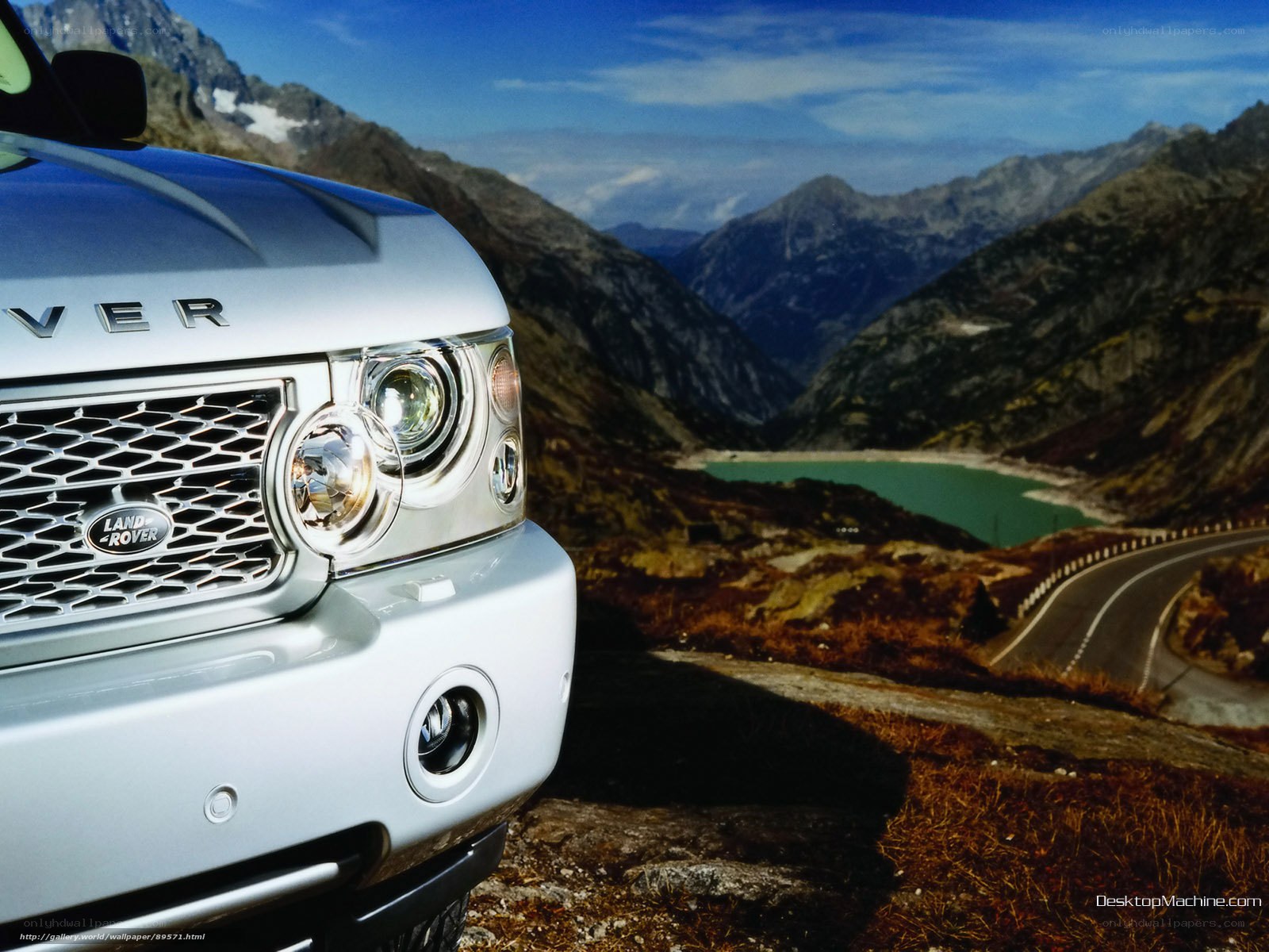 Land Rover in mountain landscape