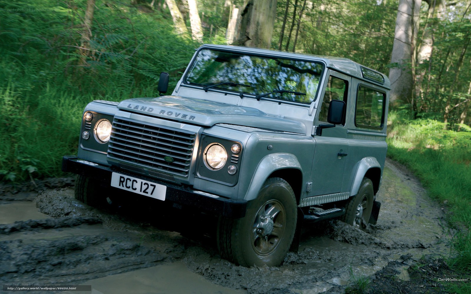 Land Rover in muddy forest