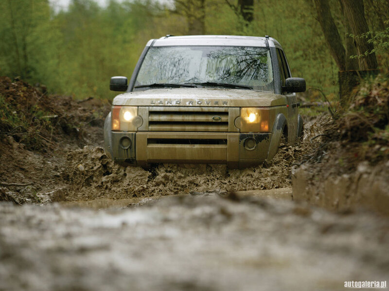 Land Rover in muddy terrain