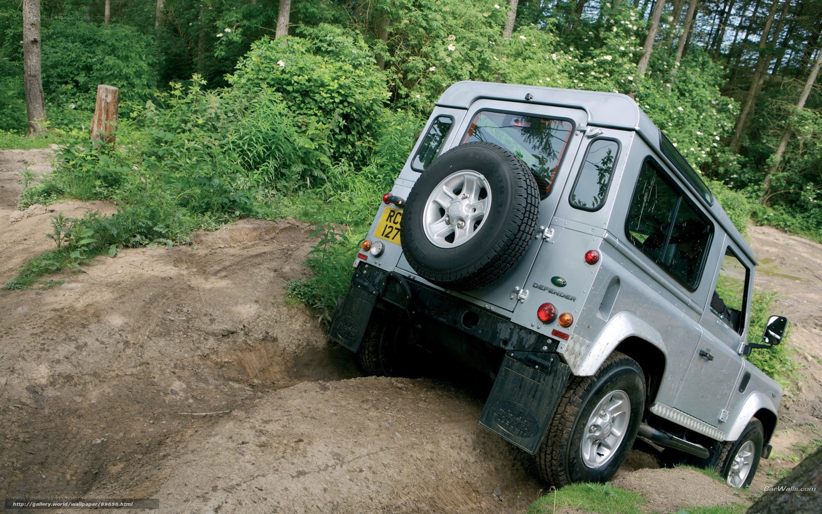 Land Rover off-roading in forest
