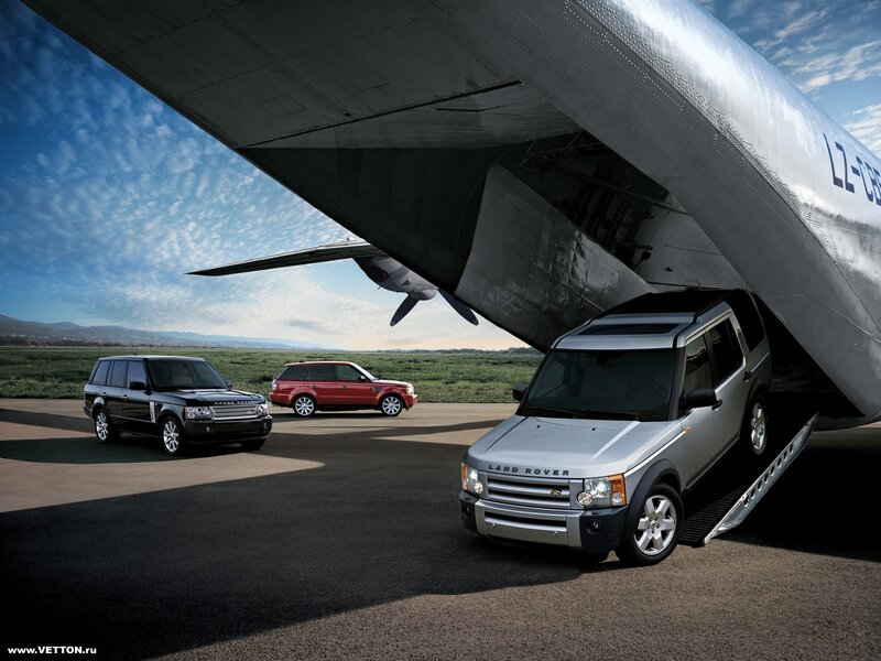 Land Rover vehicles at airfield