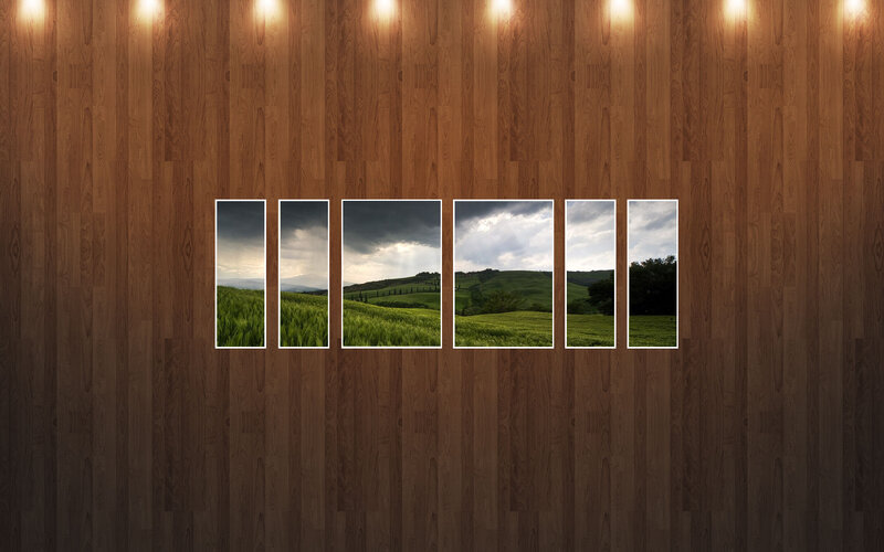 Landscape art on wood wall