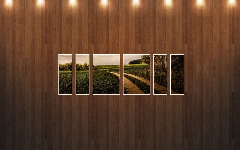 Landscape art on wood wall