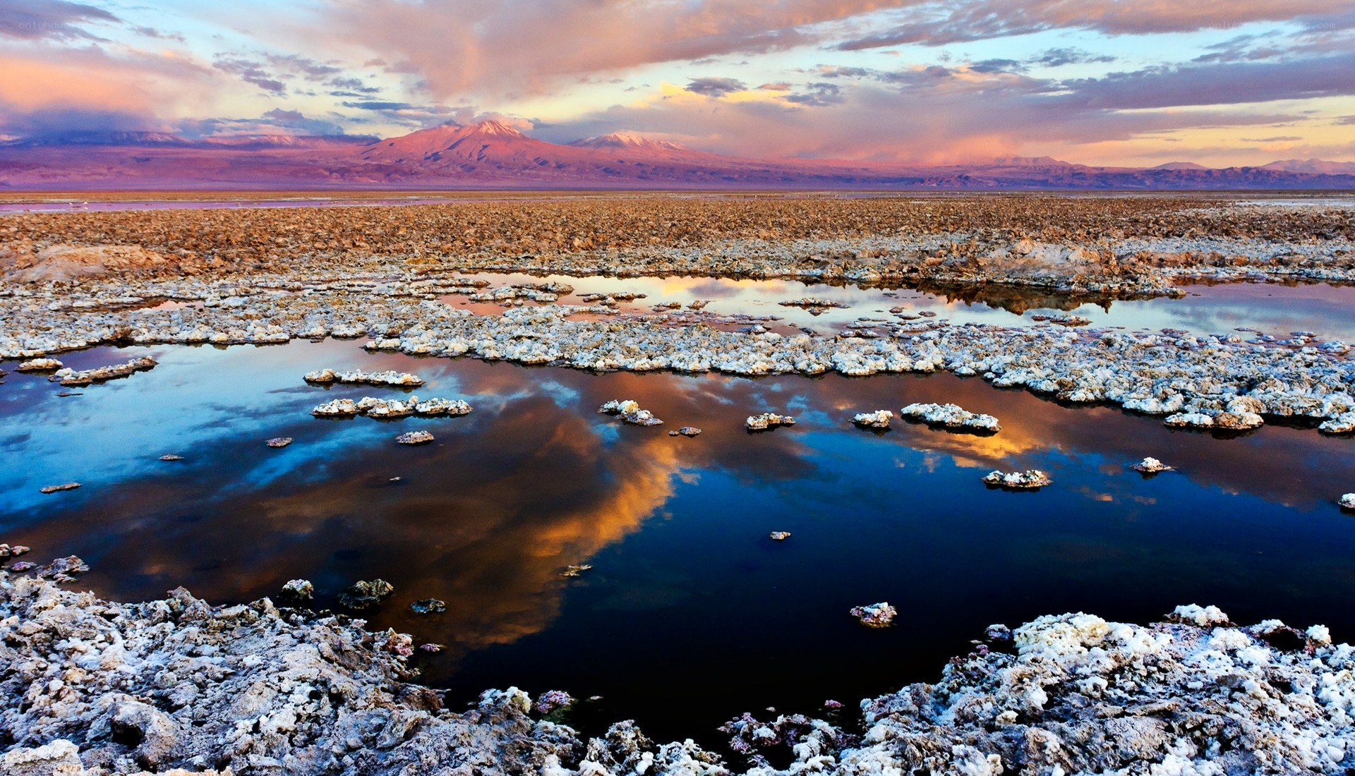 Landscape at sunset with mountains