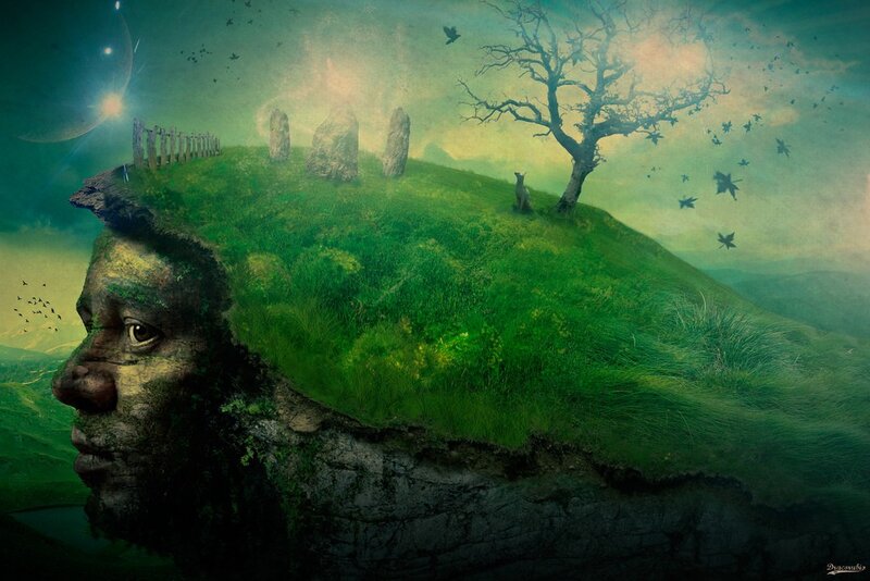 landscape on a face