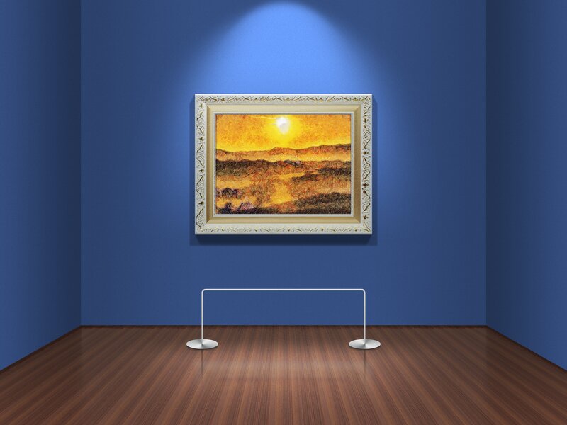 Landscape Painting on Wall — Blue