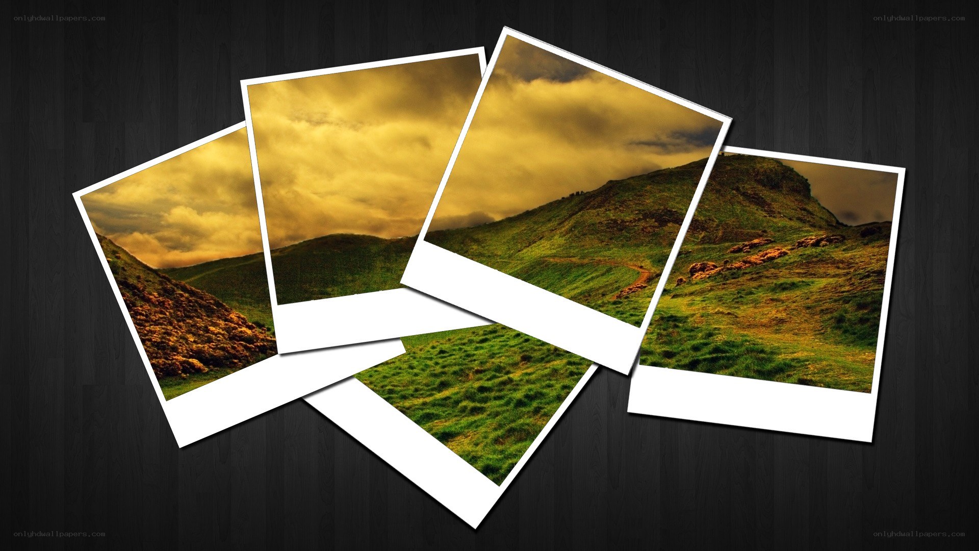 Landscape photos on dark background