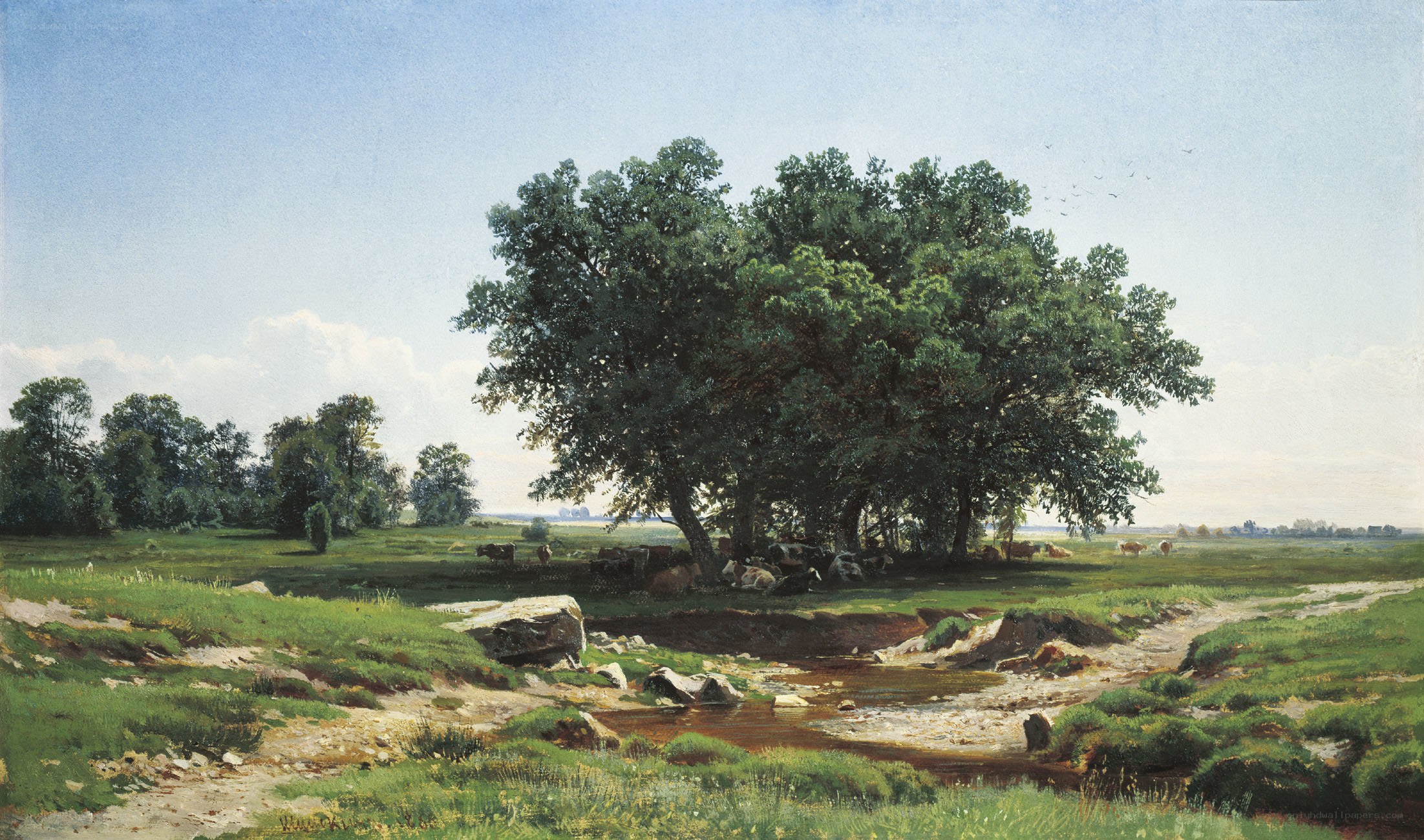 Landscape with Cows Under a Tree
