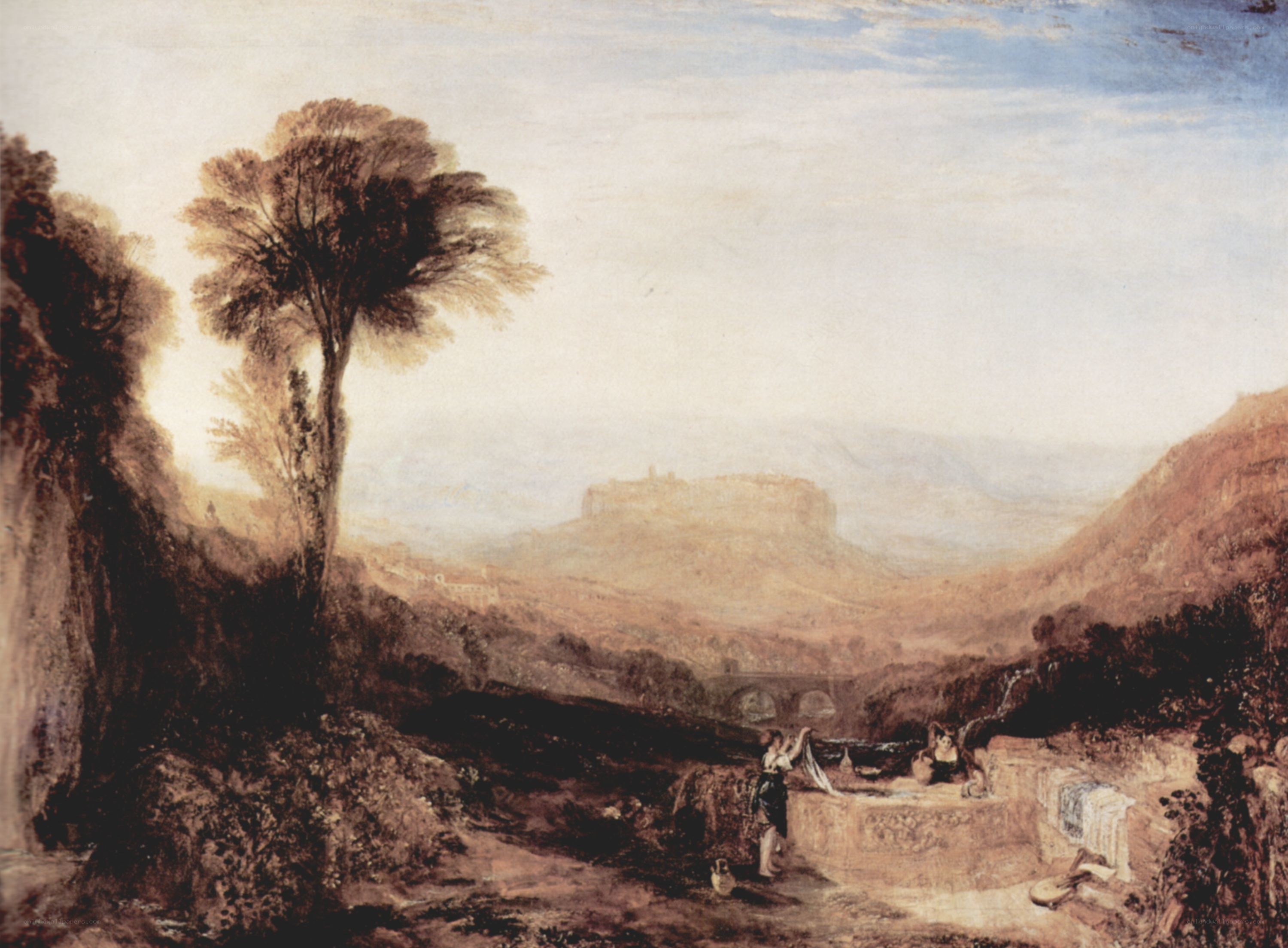 Landscape with figures at a well