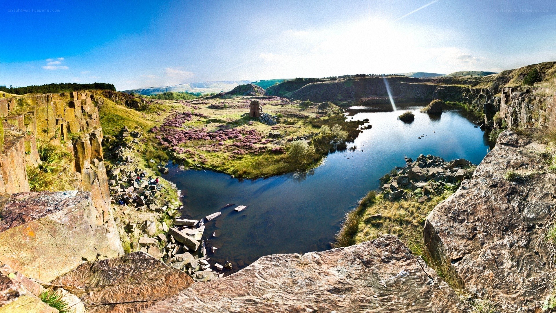 Landscape with lake and cliffs