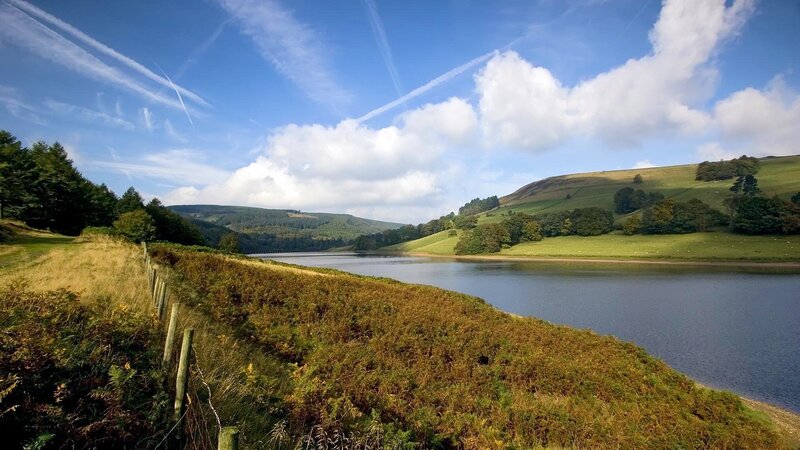 Landscape with lake and hills