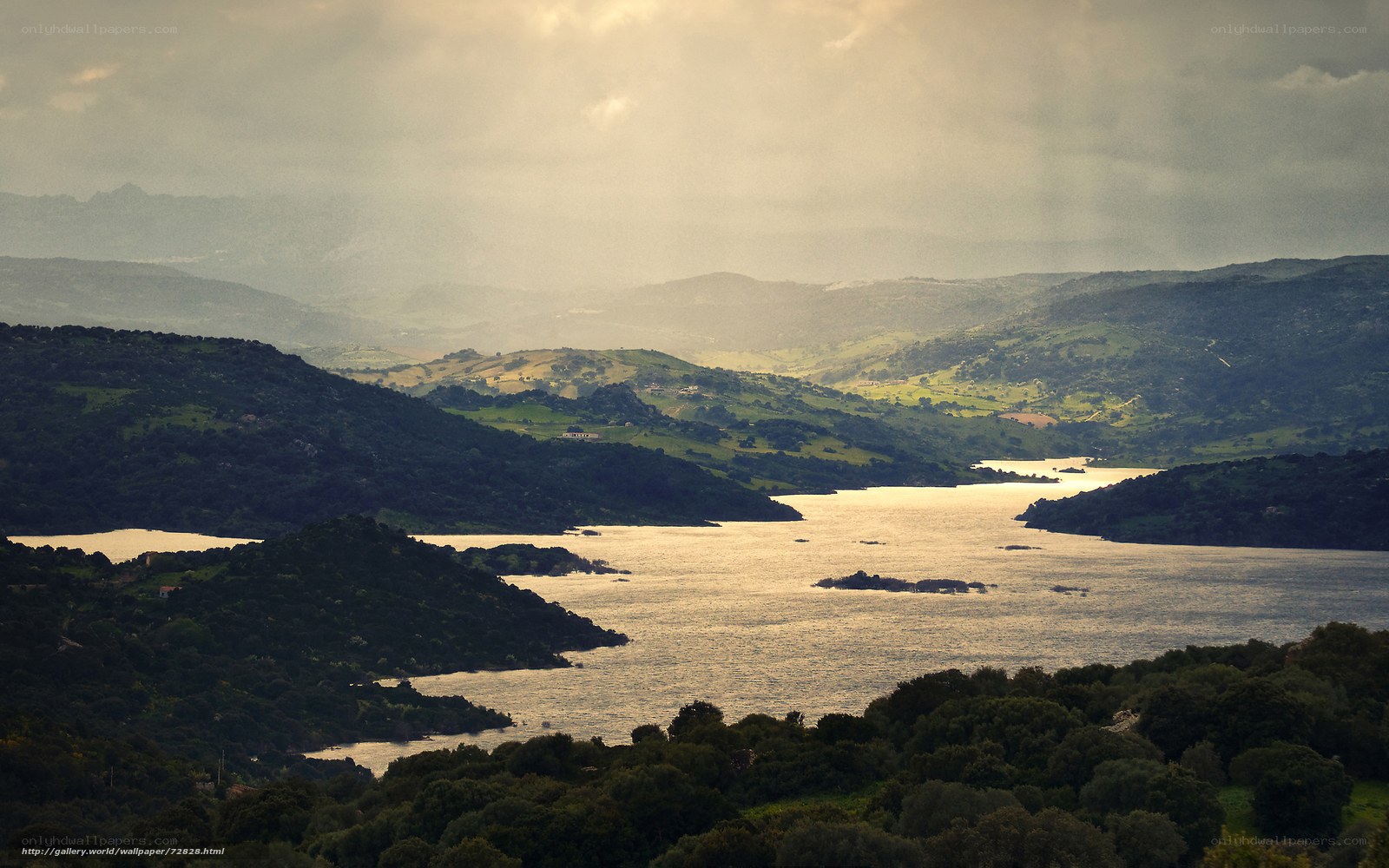 Landscape with lake and hills