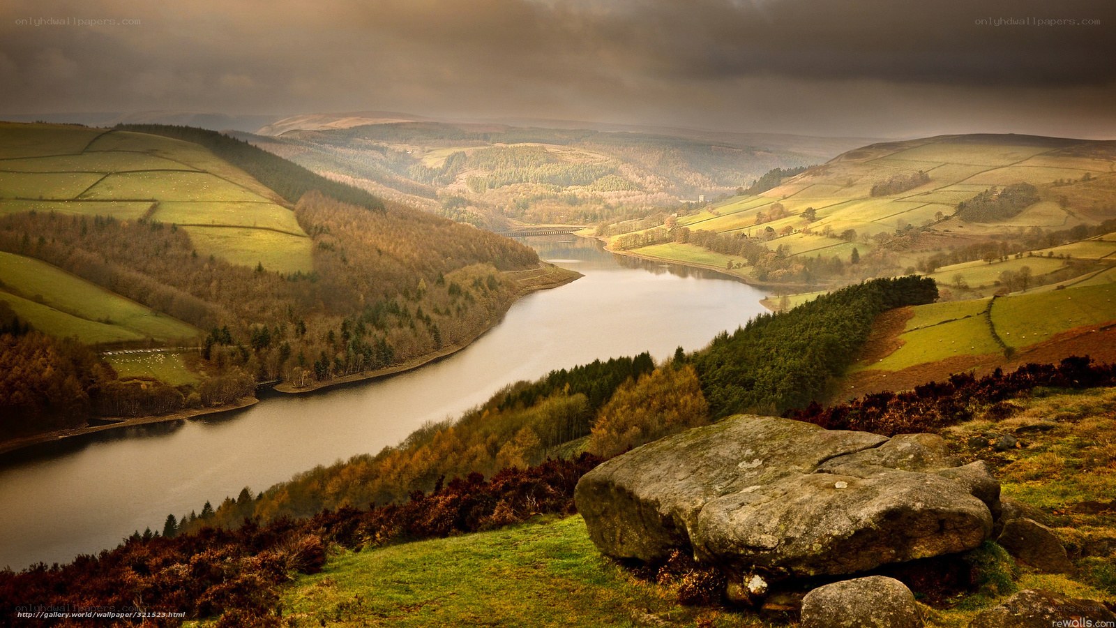 Landscape with lake and hills