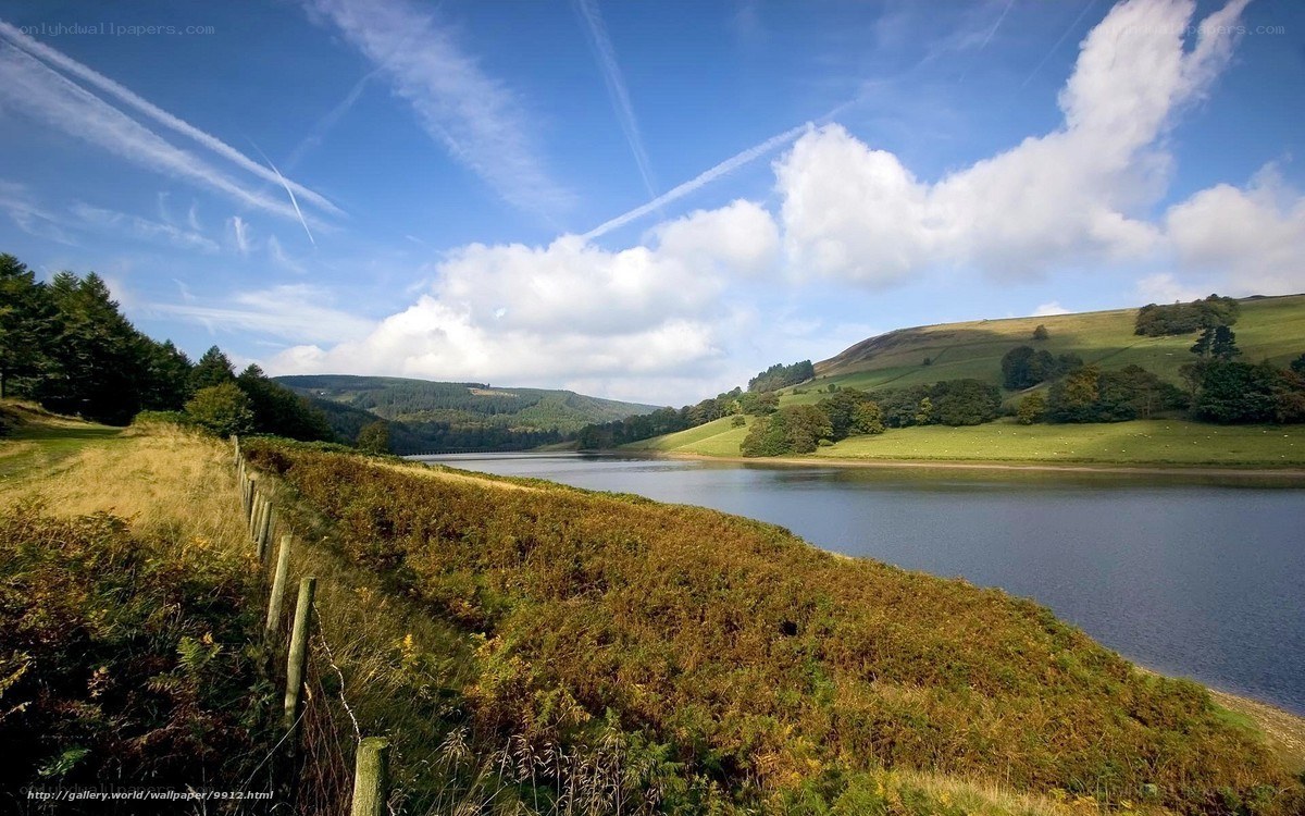 Landscape with lake and hills