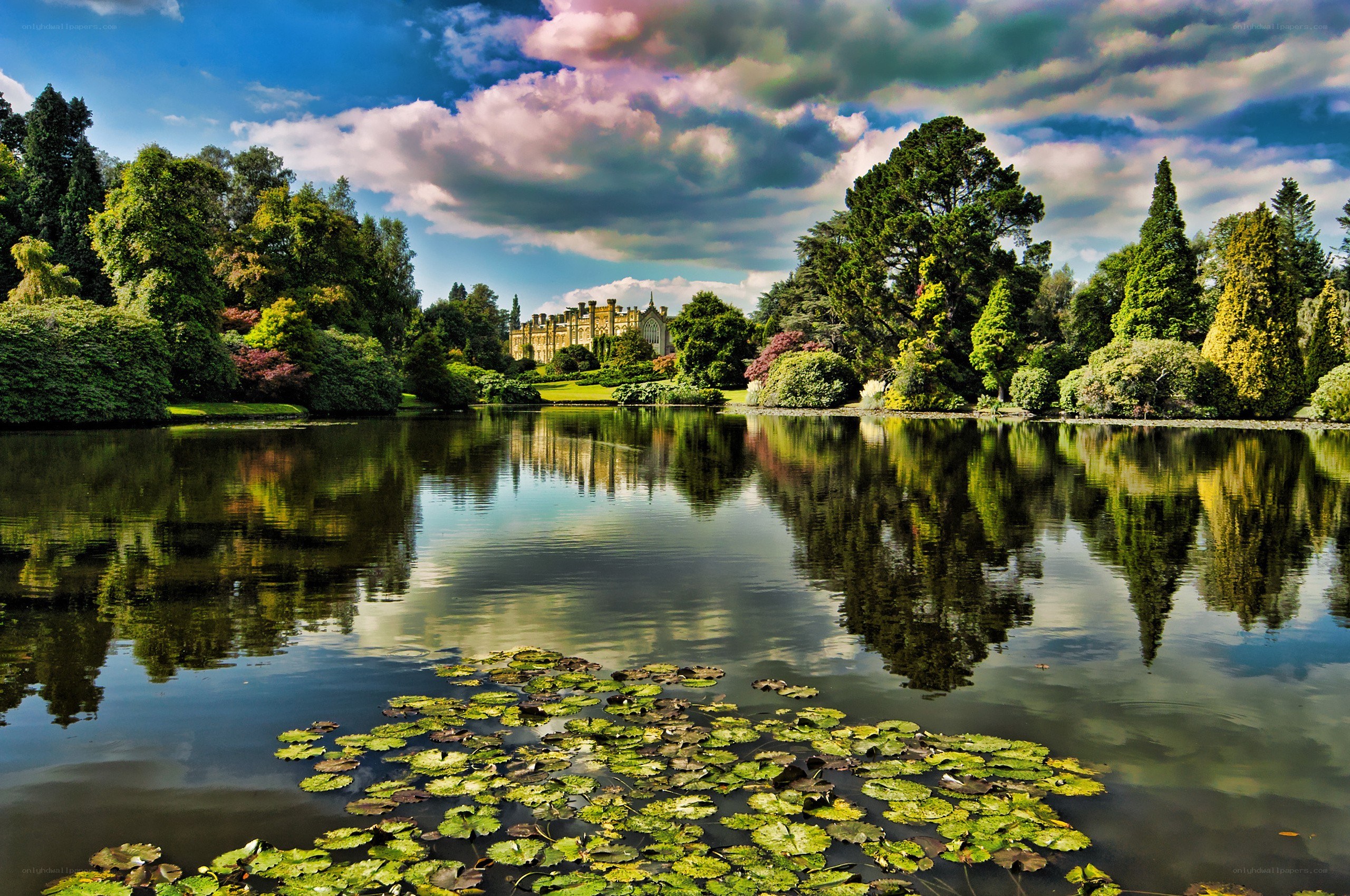 Landscape with lake and manor