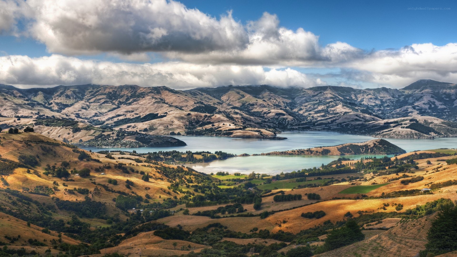 Landscape with lake and mountains