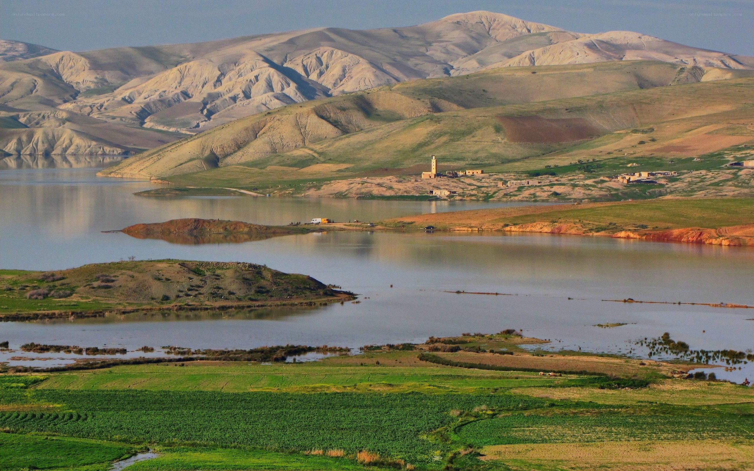 Landscape with lake and mountains