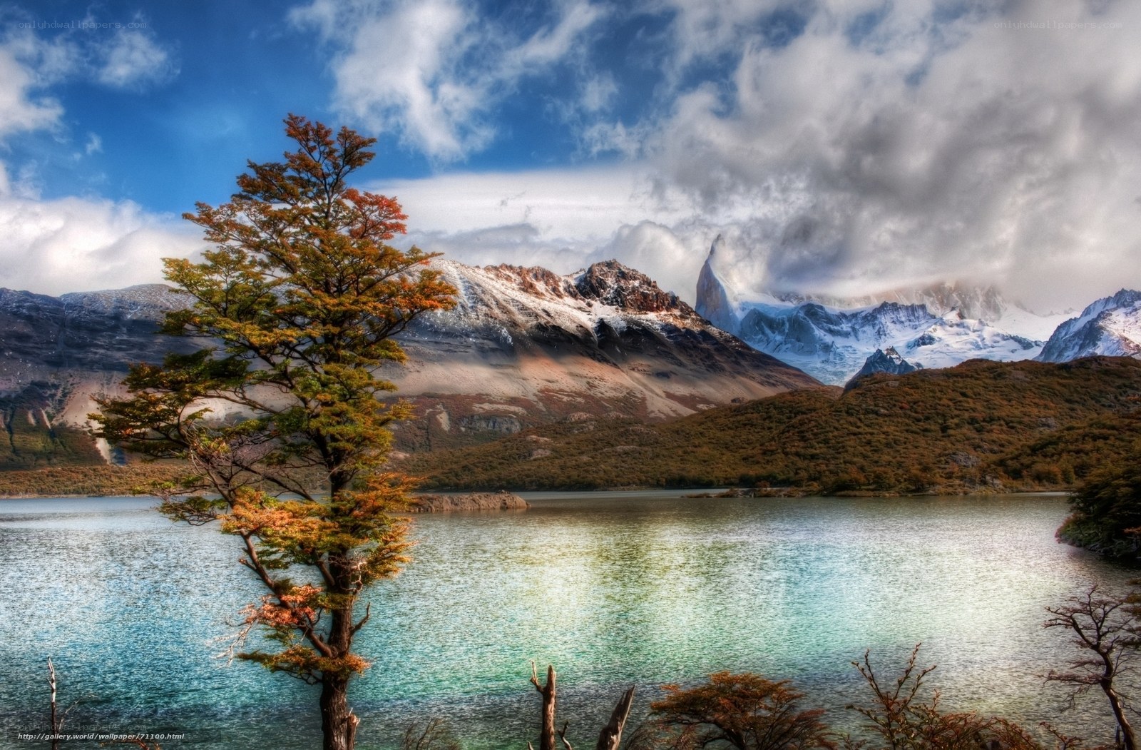 Landscape with lake and mountains