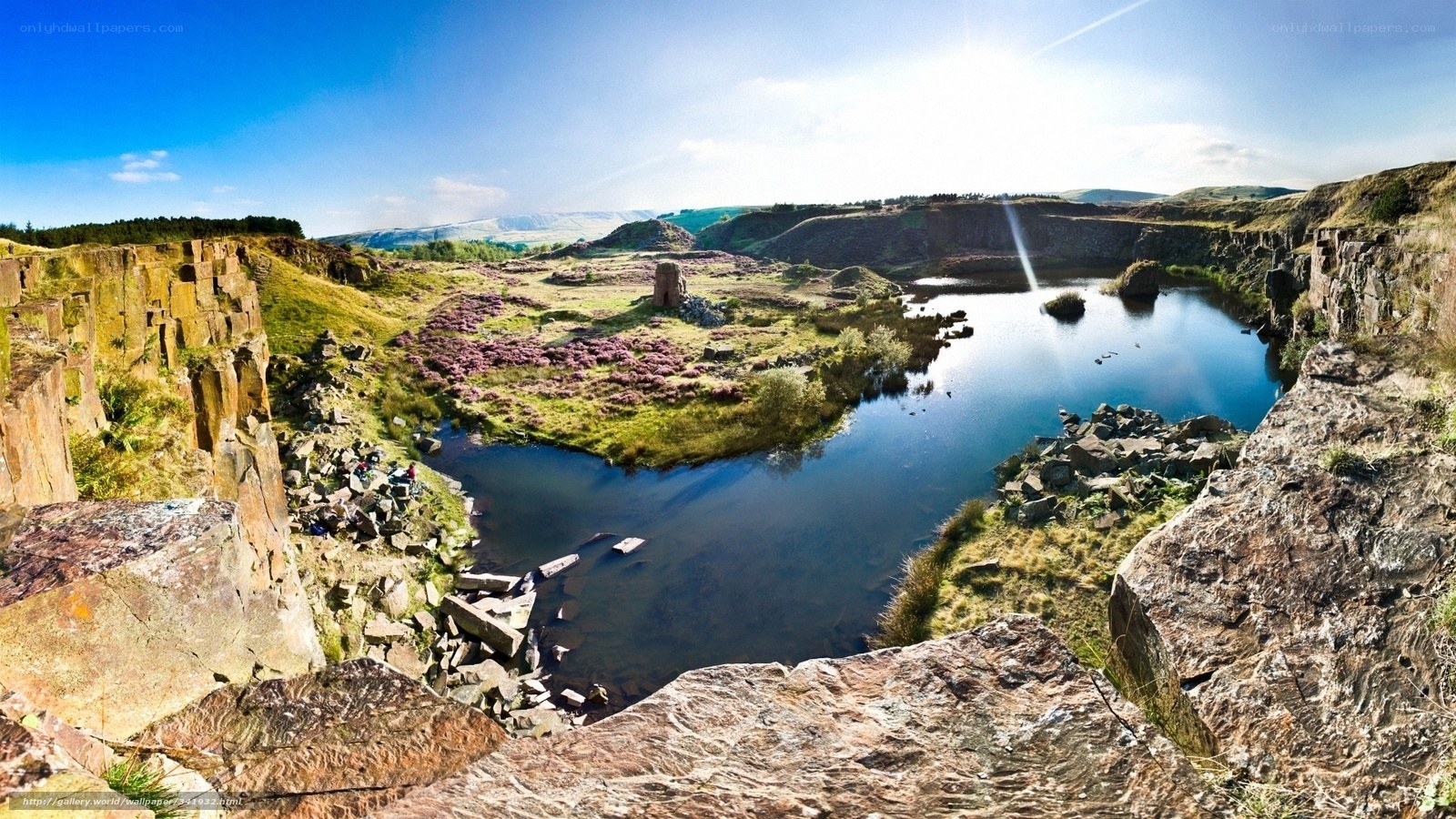 Landscape with lake and rock formations