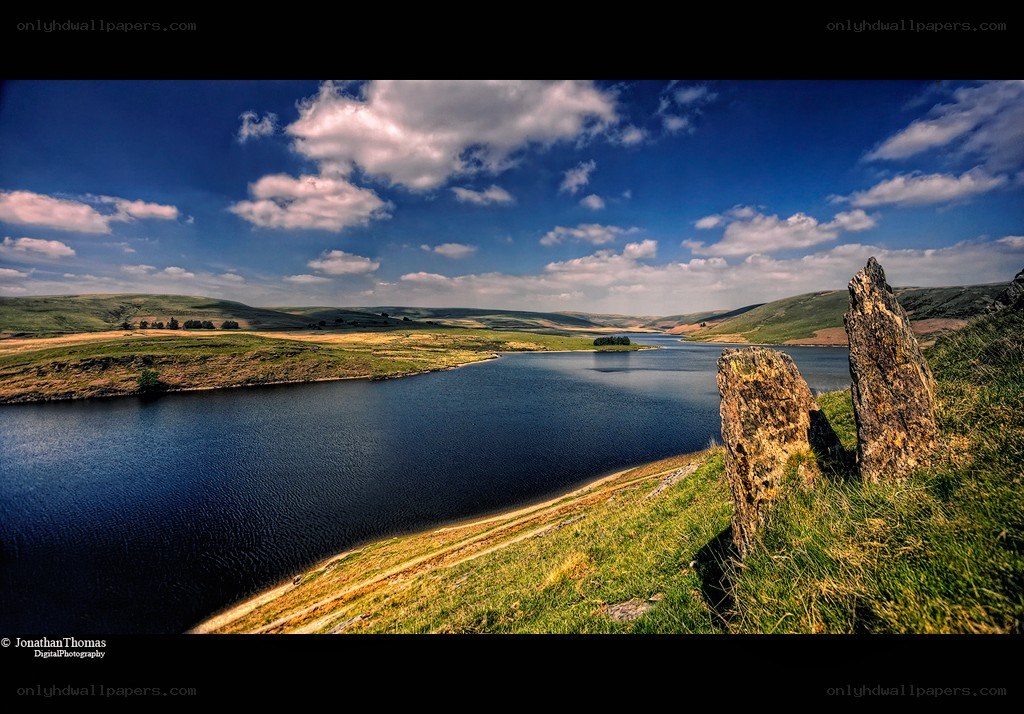 Landscape with lake and rocks