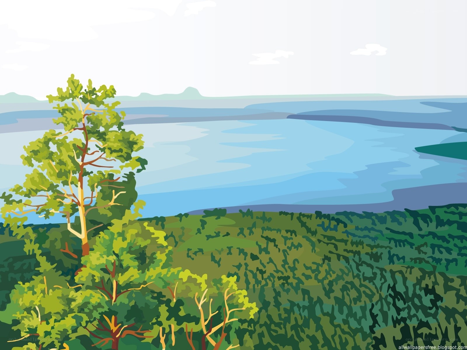 Landscape with lake and trees
