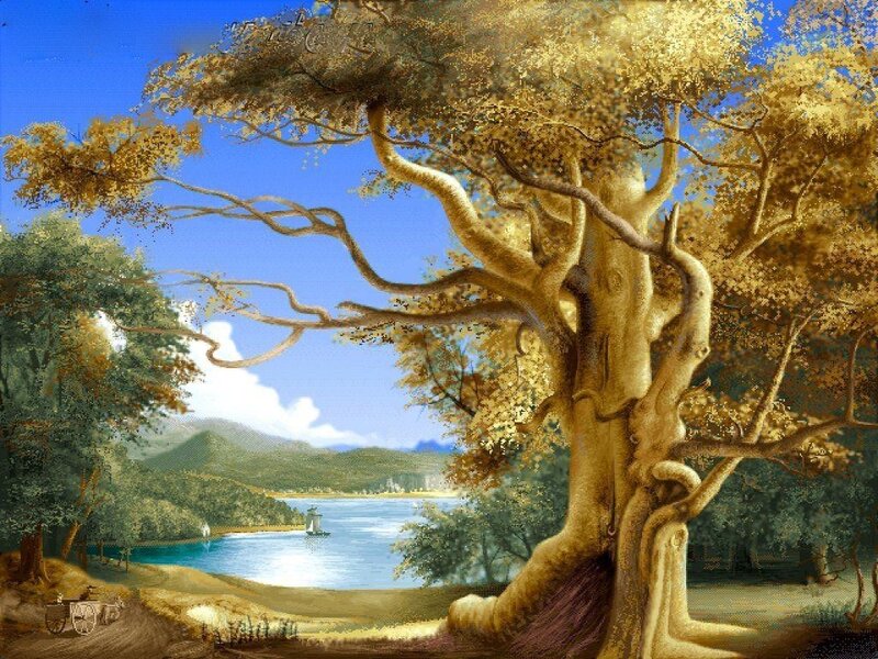 Landscape with large tree