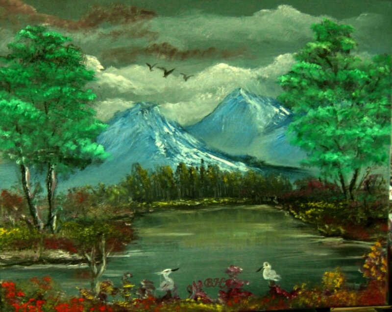 Landscape with mountains and lake