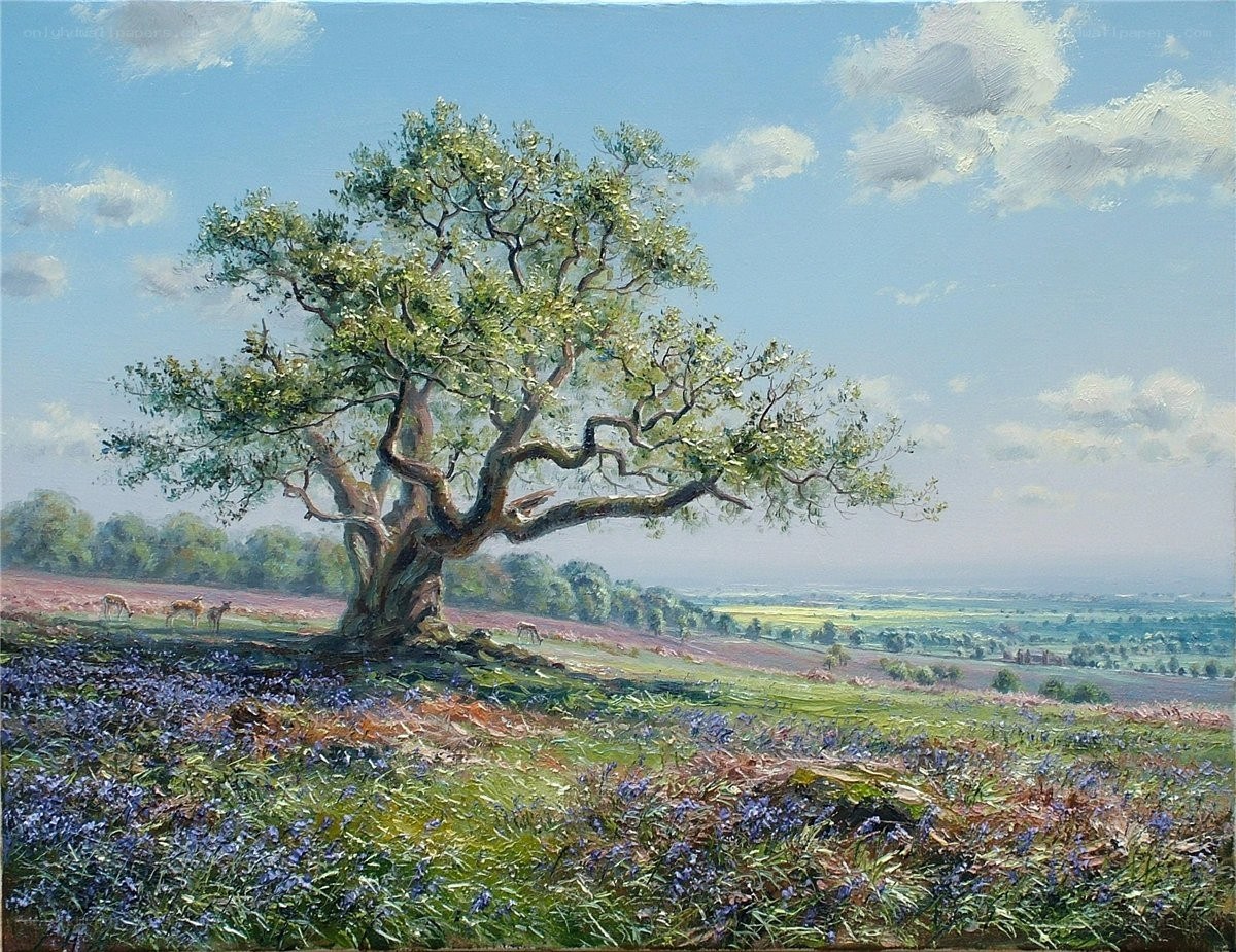 Landscape with oak tree