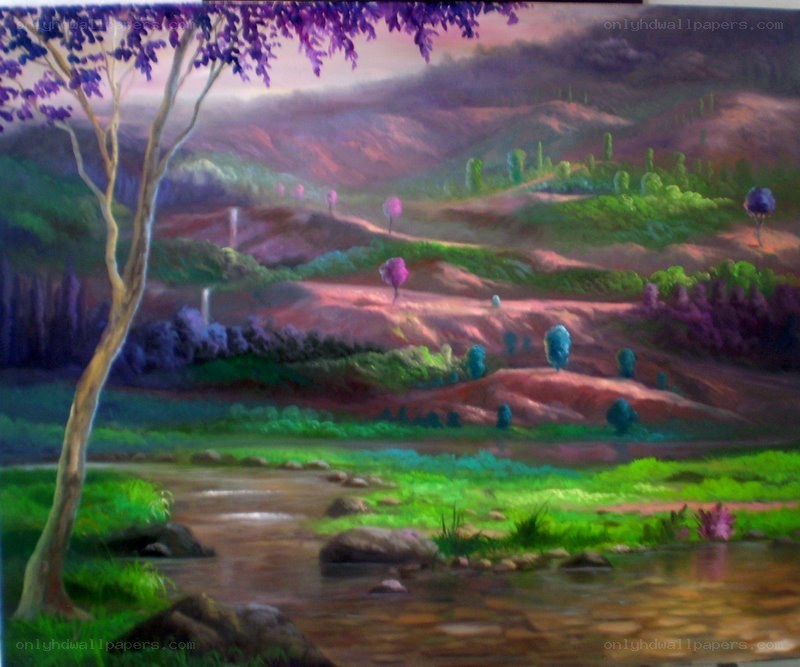 Landscape with purple trees