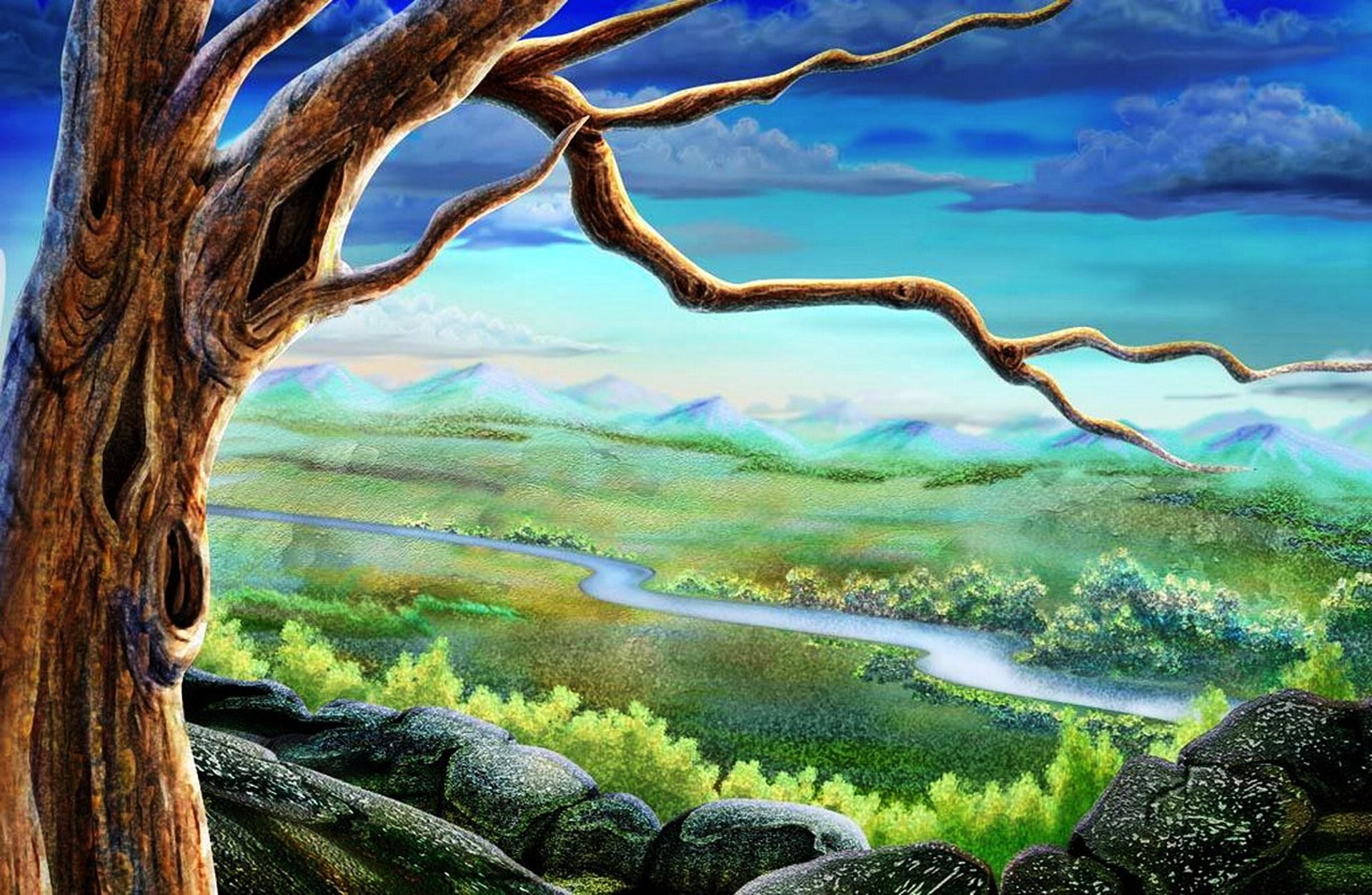 Landscape with river and tree