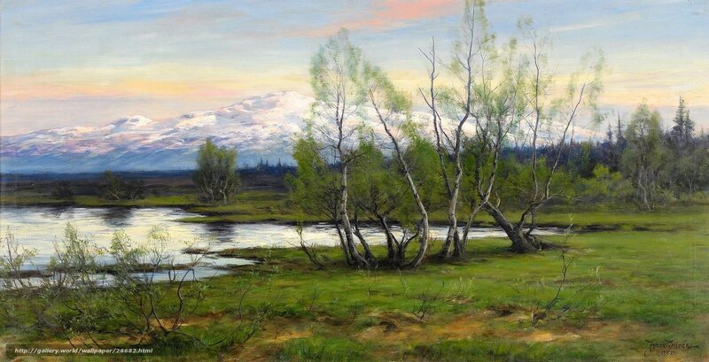 Landscape with Snow-Capped Mountains