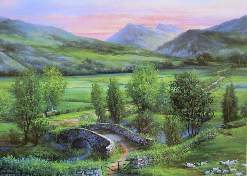Landscape with stone bridge
