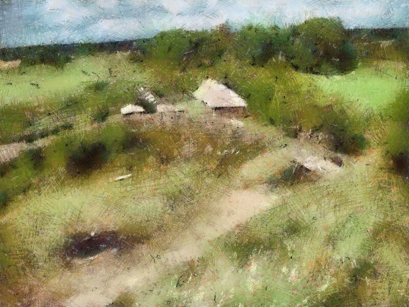 Landscape with Stone Huts