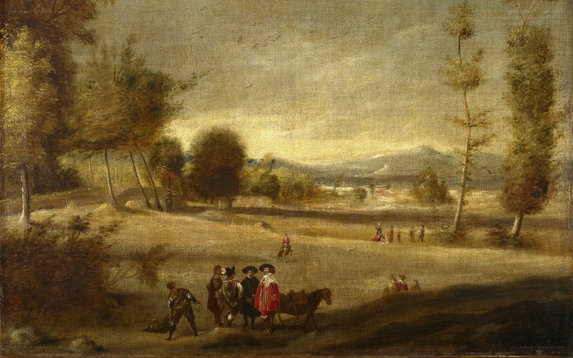 Landscape with travelers