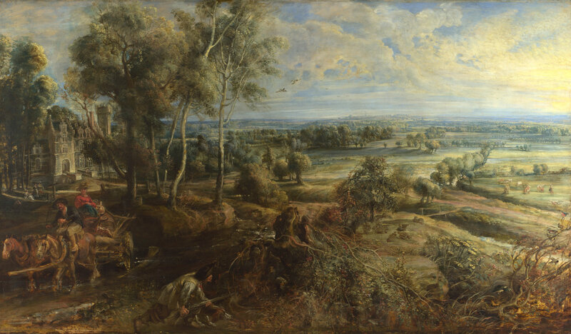 Landscape with travelers and castle
